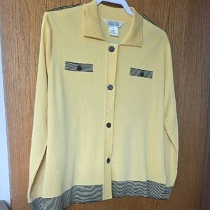 Misook Mustard Cardigan with Black Details